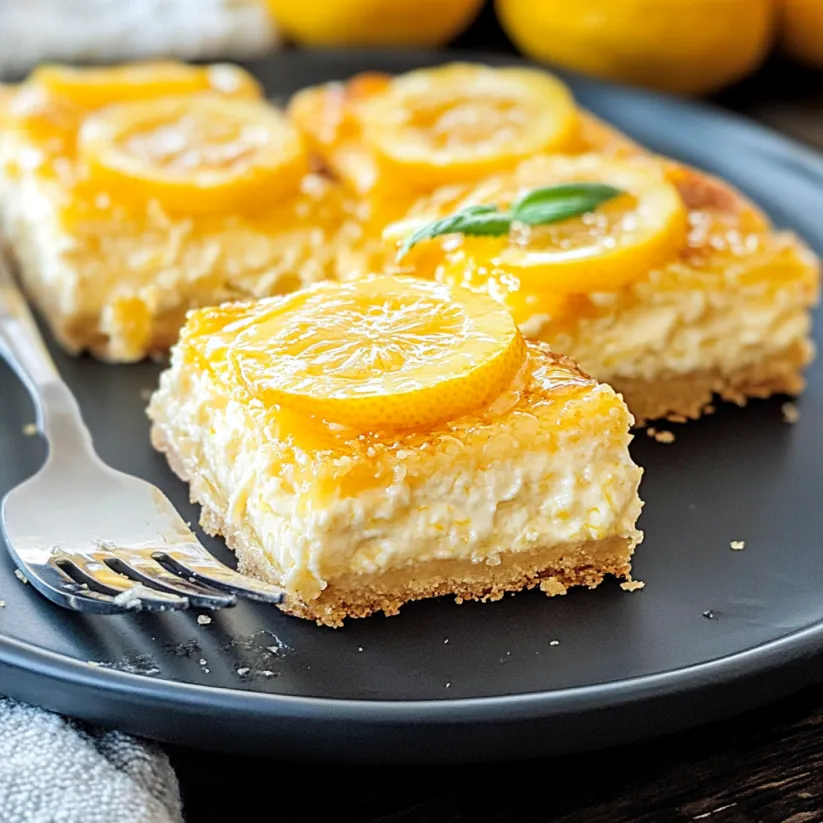A slice of lemon cheesecake bars.