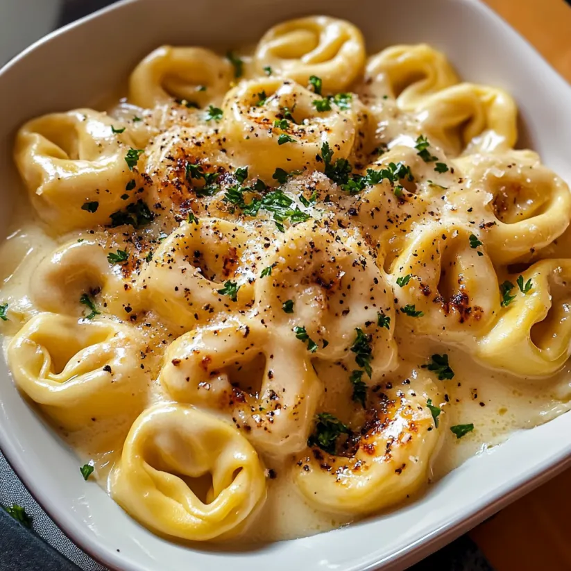 A bowl of pasta with cheese and herbs.