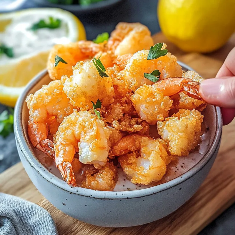 A bowl of shrimp and lemon.