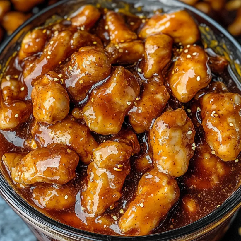 A jar of honey butter chicken.