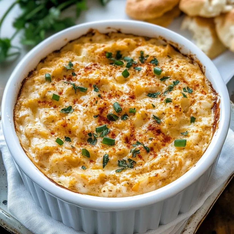 A bowl of crab dip with a spoon in it.