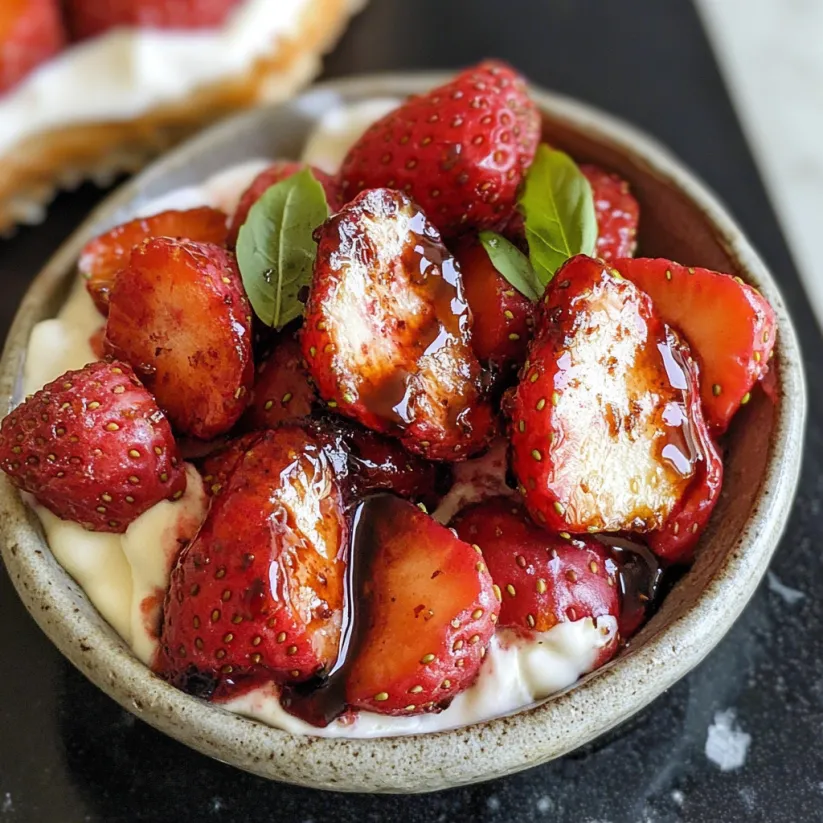 A bowl of strawberries with a sauce.