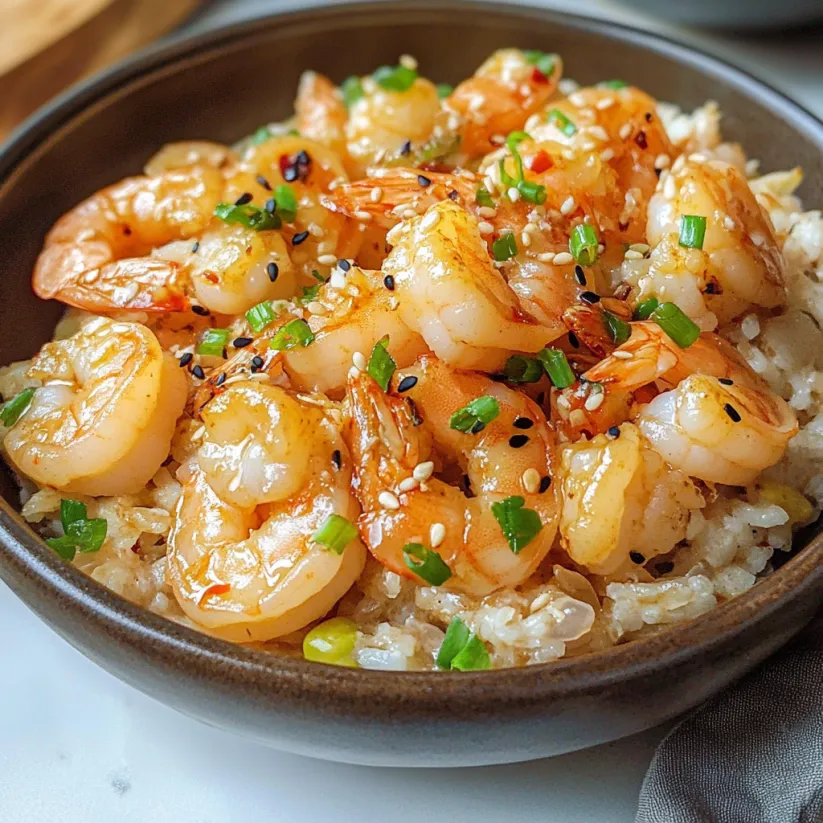 A bowl of shrimp and rice.
