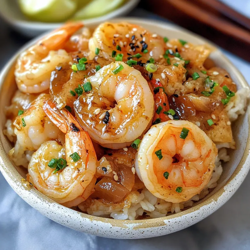 A bowl of shrimp and rice.
