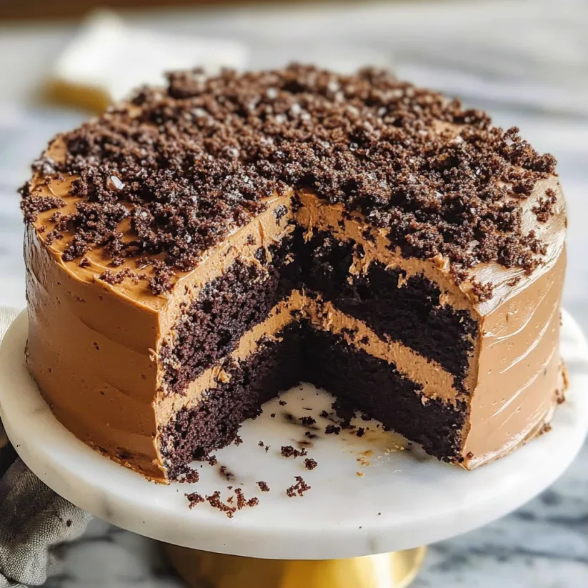 A slice of Brooklyn Blackout Cake.
