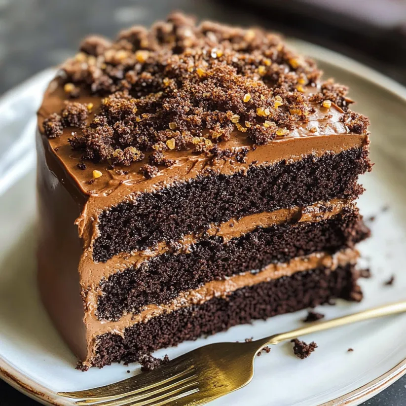 A slice of Brooklyn Blackout Cake.