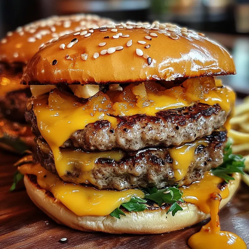 A close up of a hamburger with cheese and lettuce.