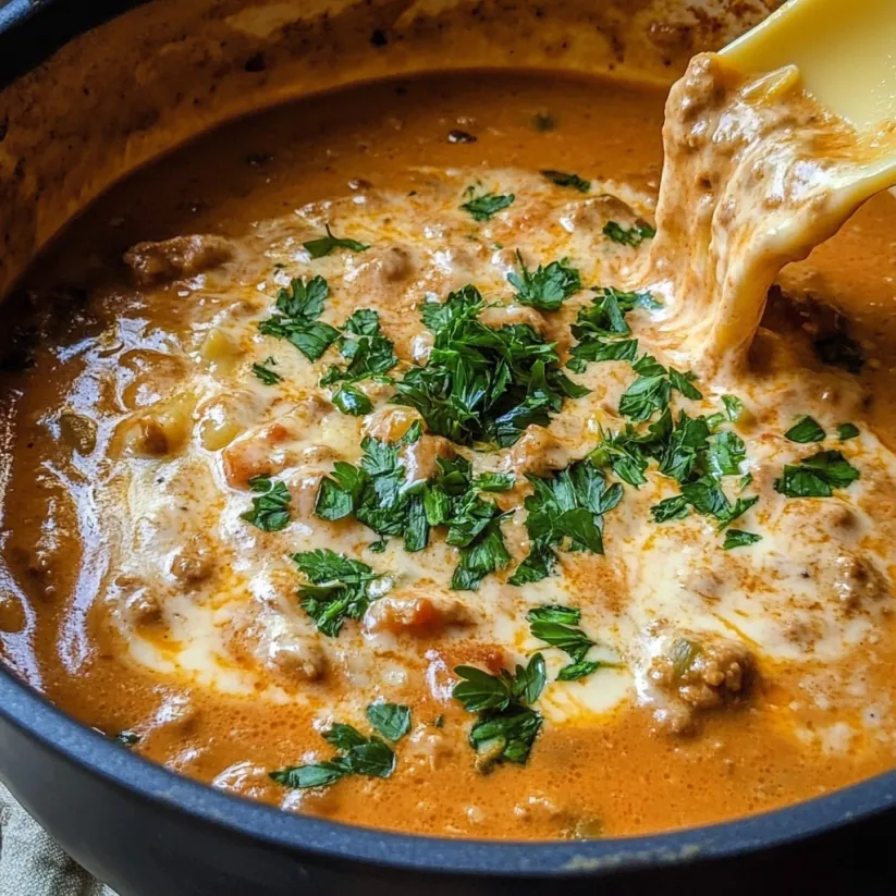 A bowl of soup with a spoon in it.