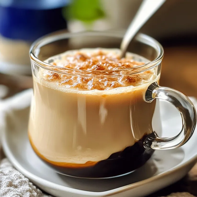 A cup of coffee with a spoon in it.