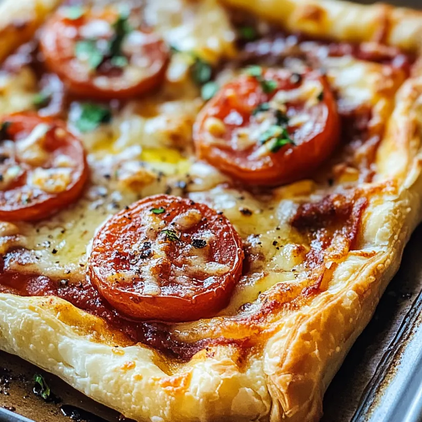 A slice of pizza with tomatoes and cheese.