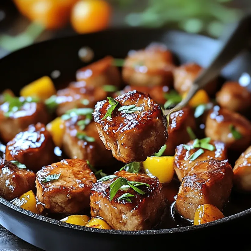 A pan of meat with a green garnish.