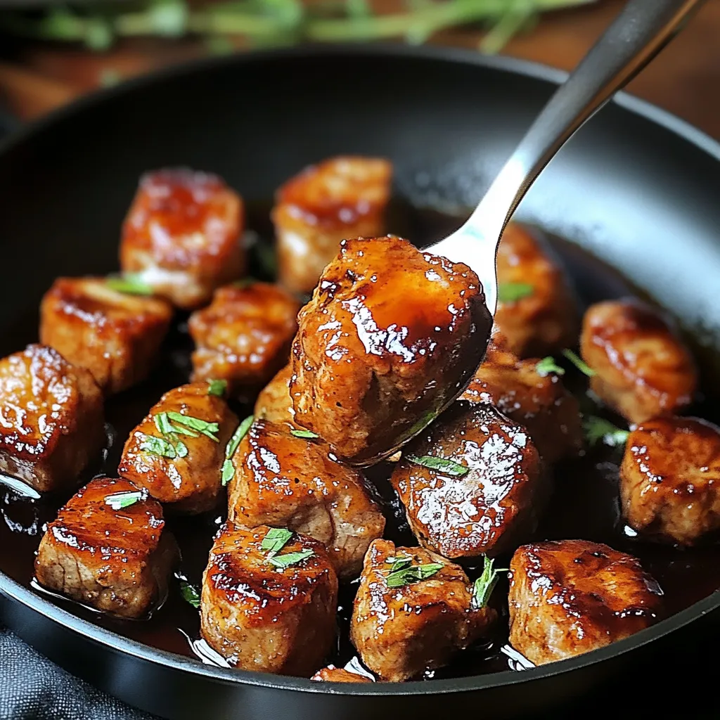 A pan of meat with a fork in it.