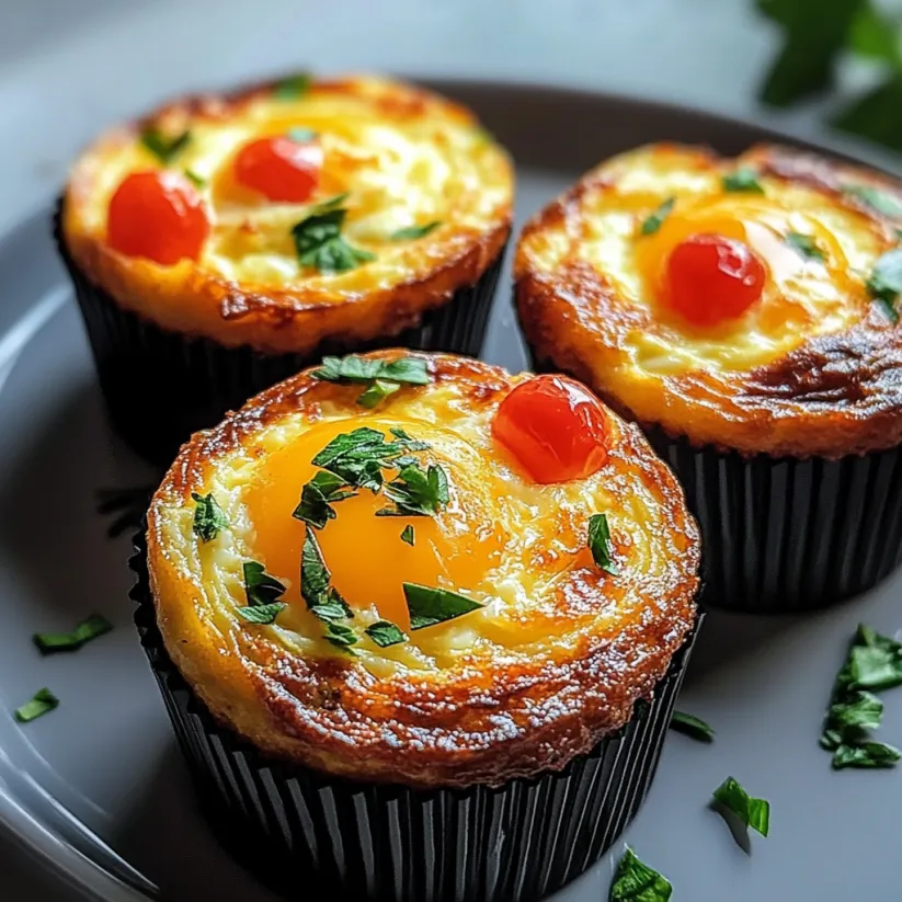 Three fluffy cottage cheese egg muffins on a plate.