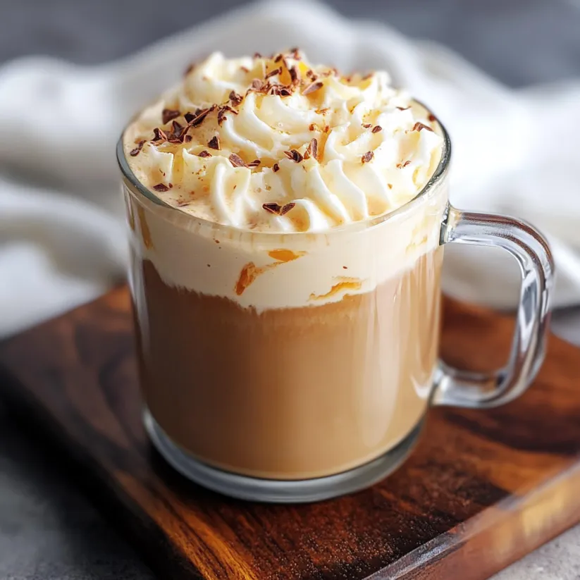 A cup of white chocolate mocha with whipped cream.