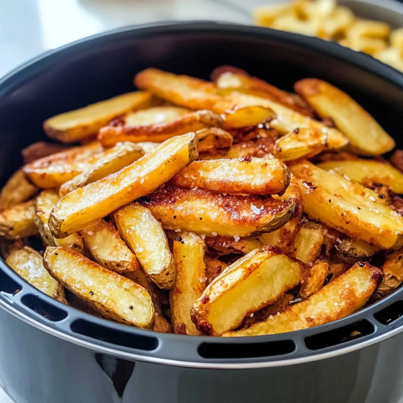 A bowl of french fries in an air fryer.