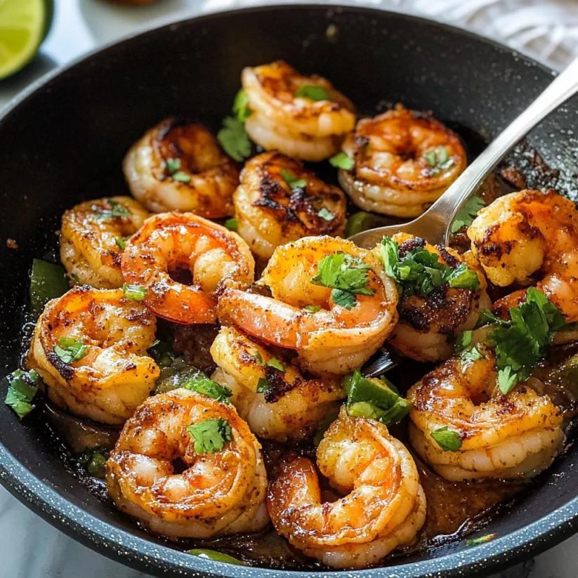 A bowl of shrimp with a spoon in it.