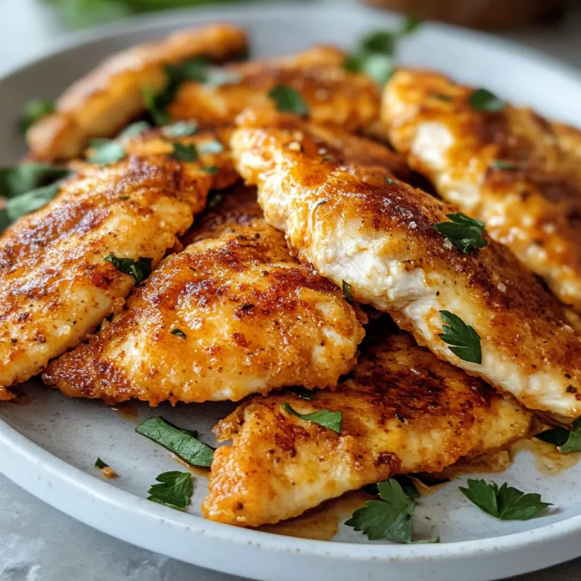 A plate of oven baked chicken tenders.