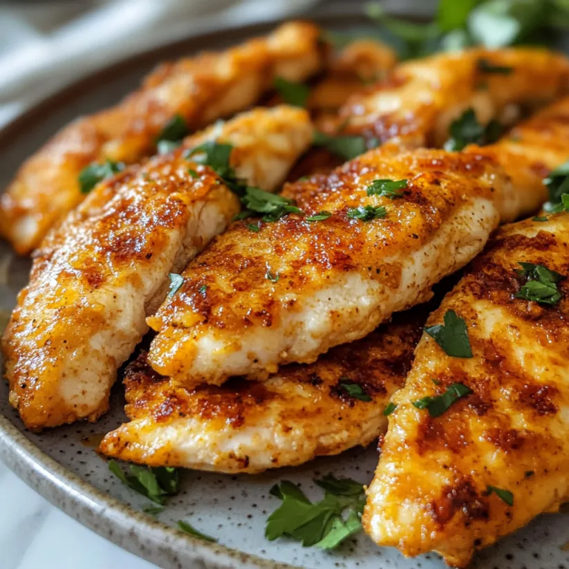 A plate of oven baked chicken tenders.