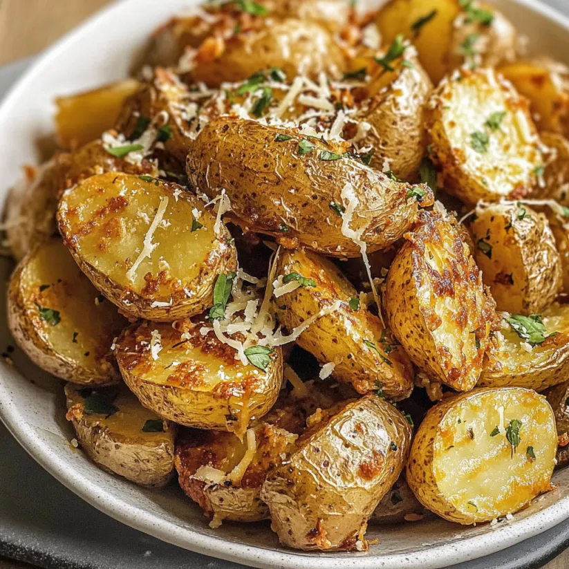 A bowl of air fryer parmesan potatoes.