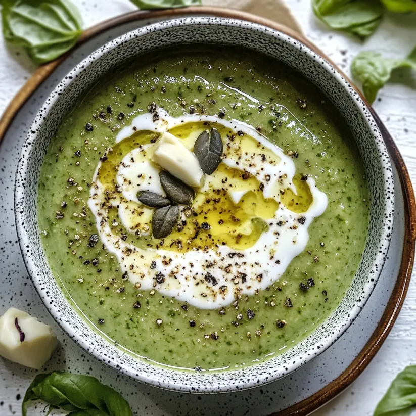 A bowl of soup with a spoon in it.