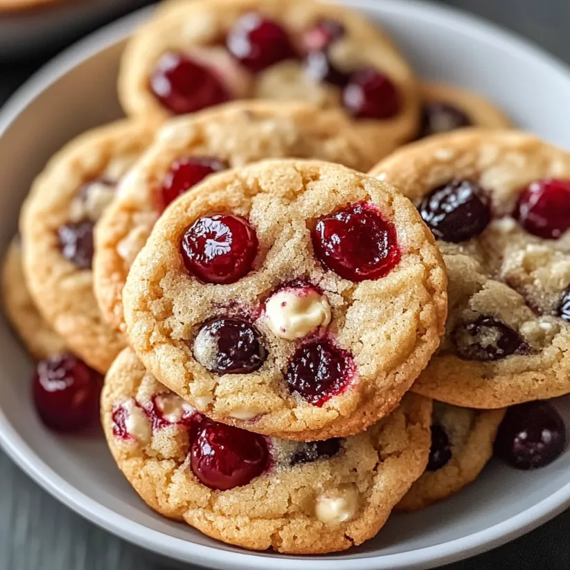 A plate of cookies with cherries on top.