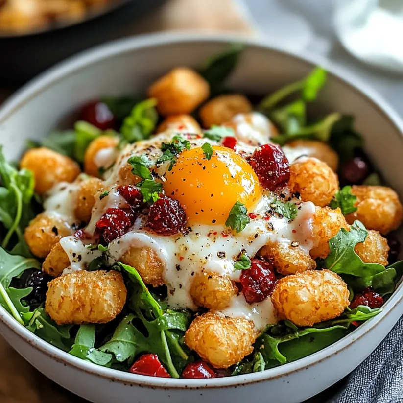 A bowl of food with a fried egg on top.