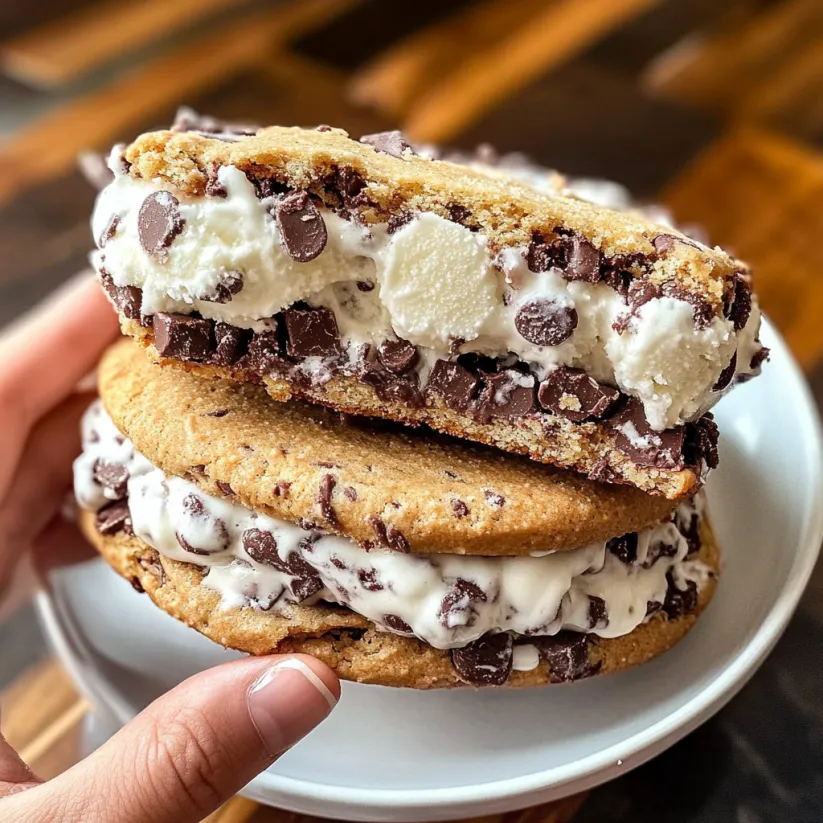 A person is holding a plate with two cookies on it.