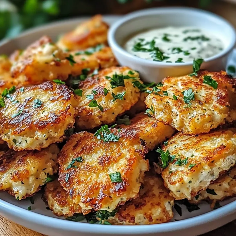 A plate of fried food with a bowl of dipping sauce.
