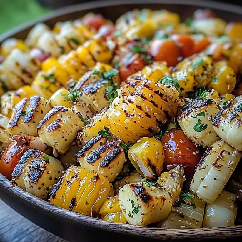 A bowl of vegetables with corn, tomatoes, and peppers.