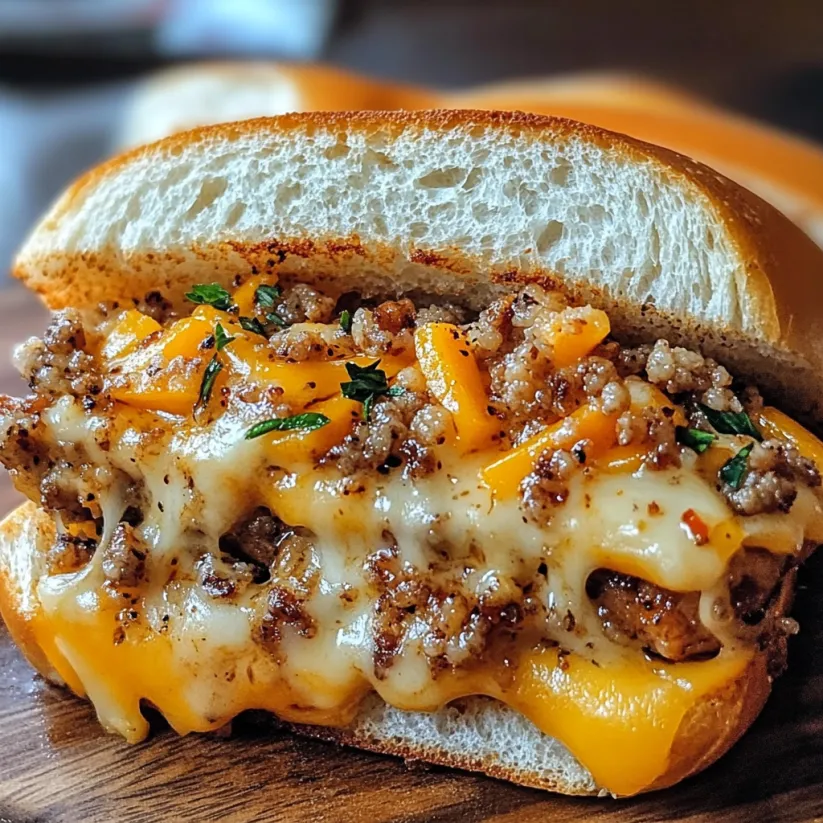 A delicious chopped cheese sandwich.