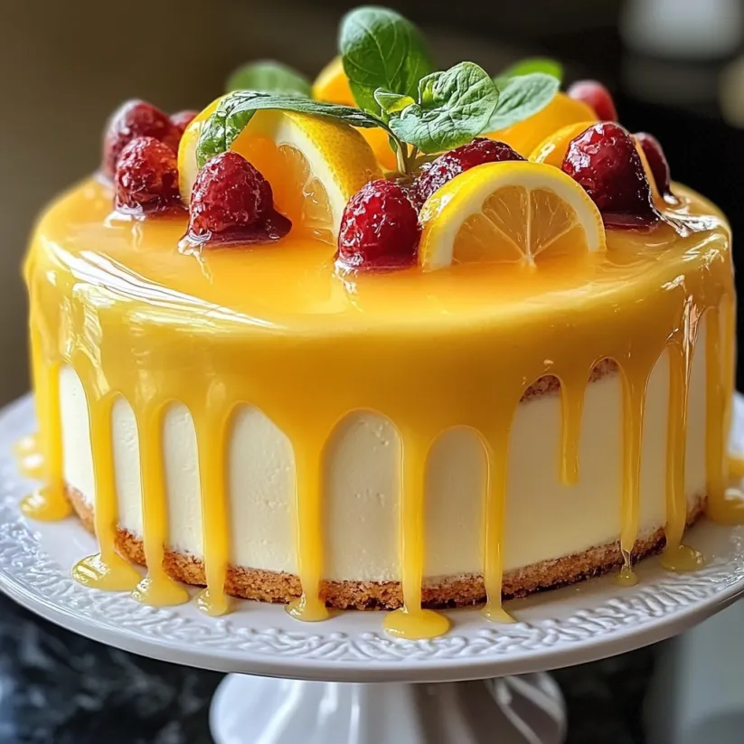 A slice of a simple lemon glaze cake.