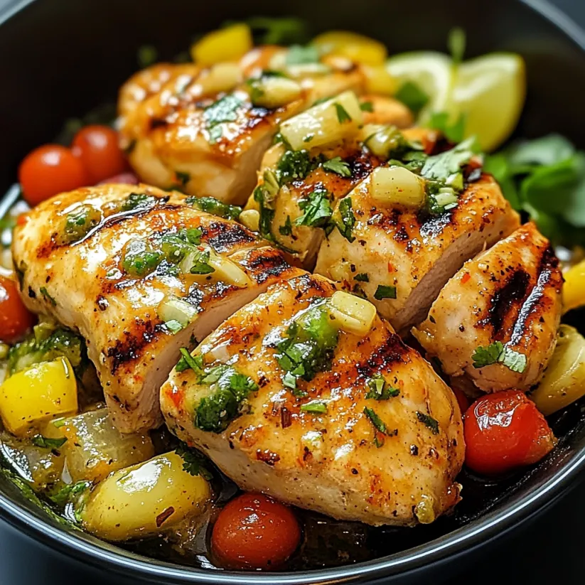 Grilled salsa verde pepper jack chicken.