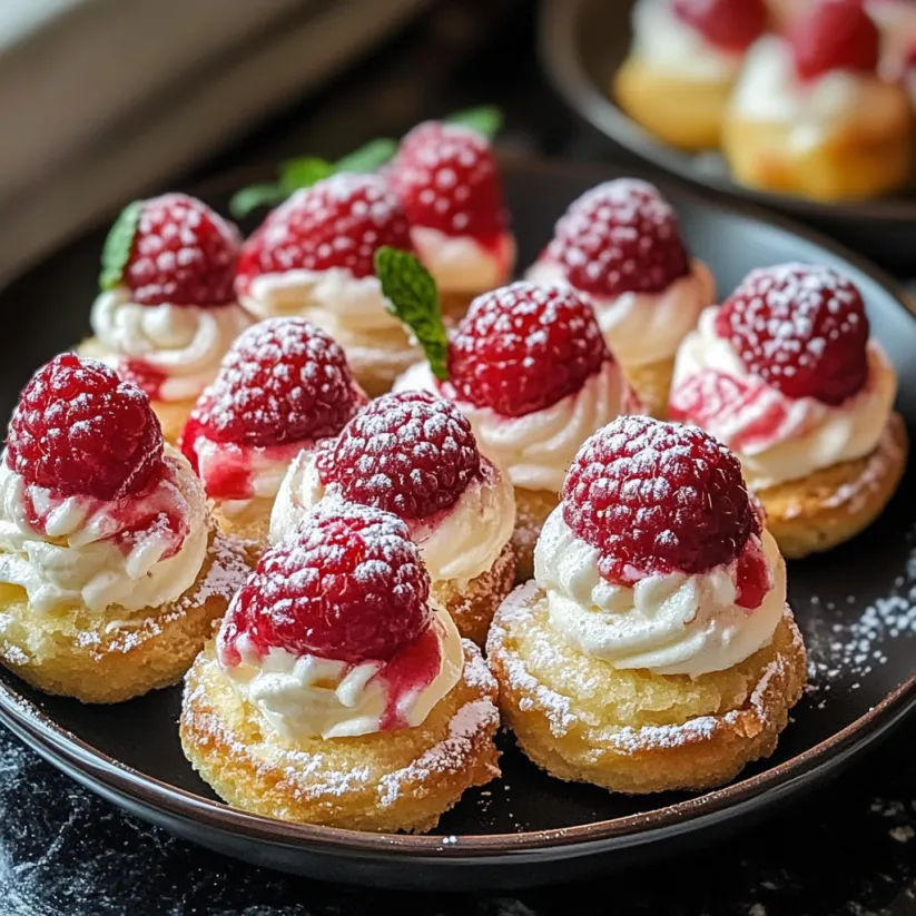 A plate of delicious raspberry cream cheese bites.
