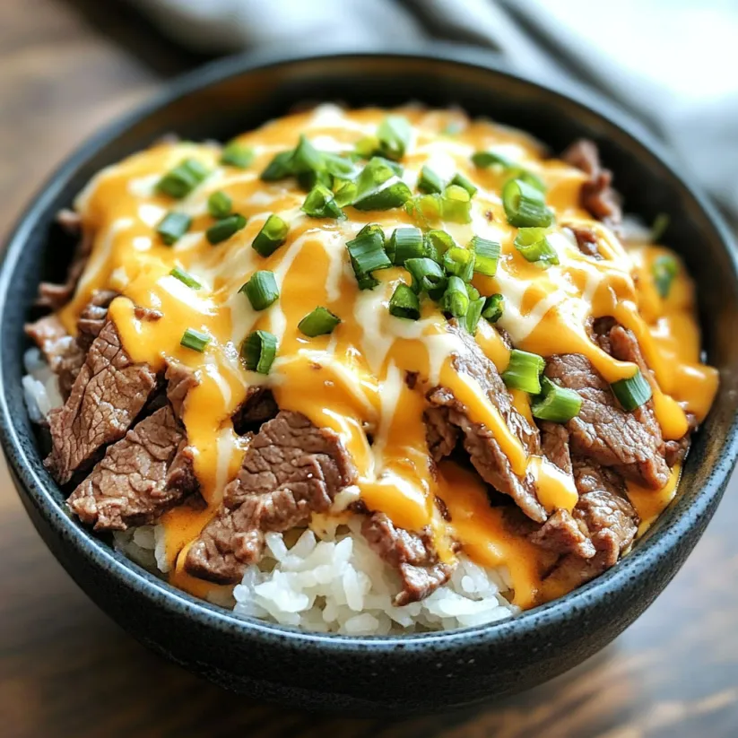 A bowl of beef and cheese.