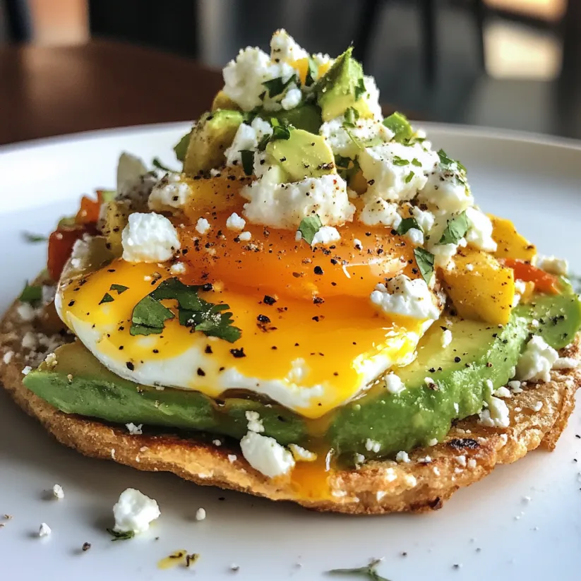 A breakfast plate with a fried egg, avocado, and cheese.