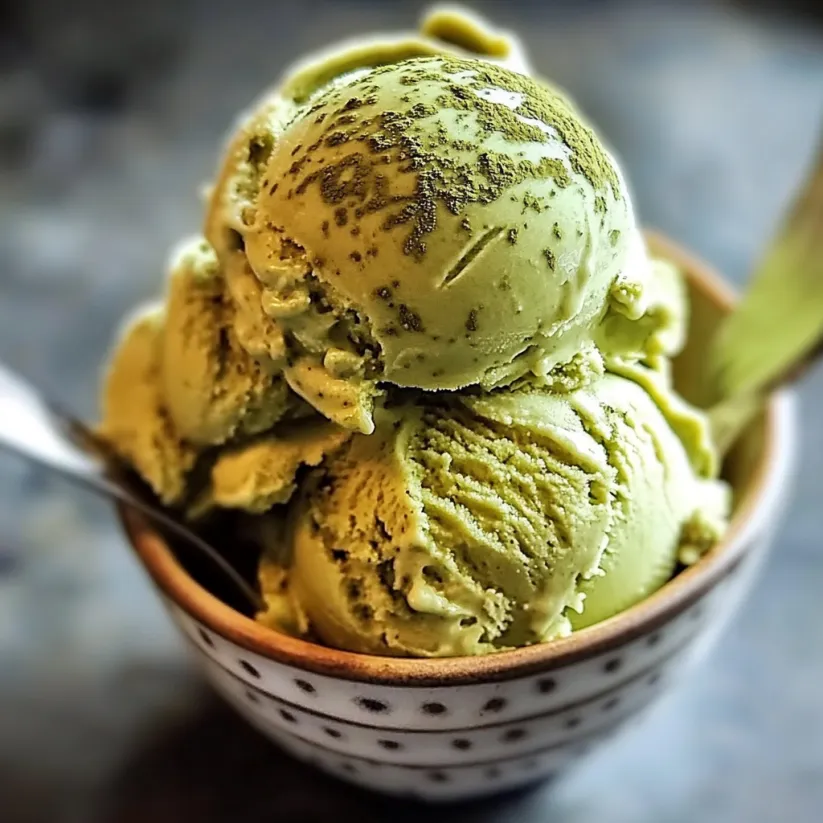 A bowl of green tea ice cream.
