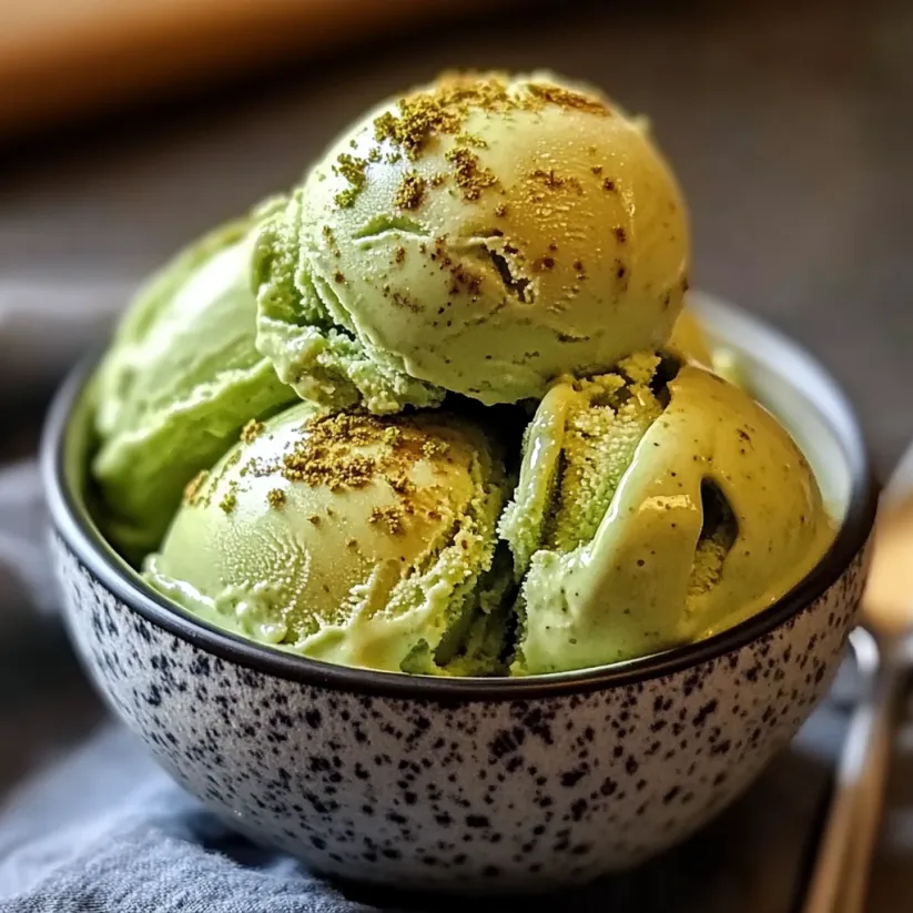 A bowl of green tea ice cream.