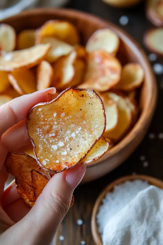 A hand holding a piece of food.