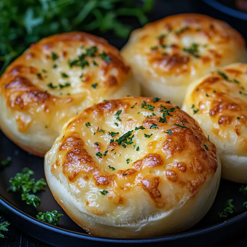 Four cheese-filled pastries on a plate.