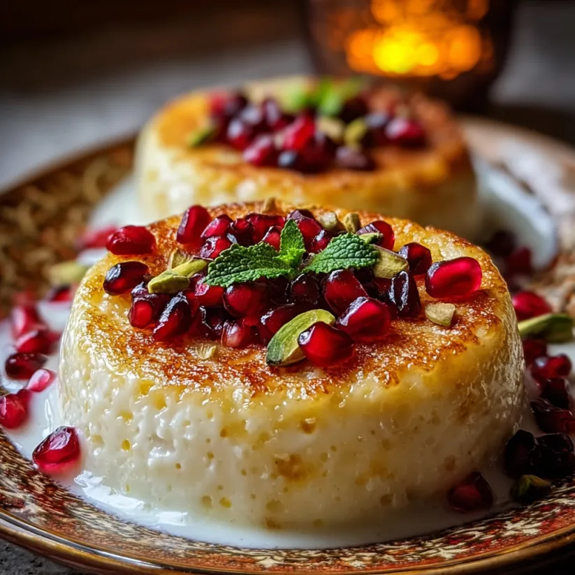 A plate of Ashure dessert with pomegranate seeds on top.