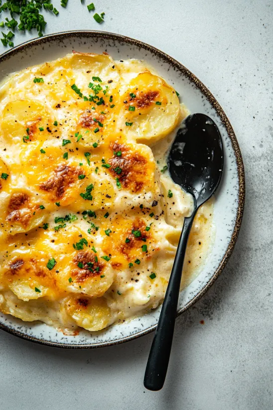 A plate of jalapeno au gratin potatoes.