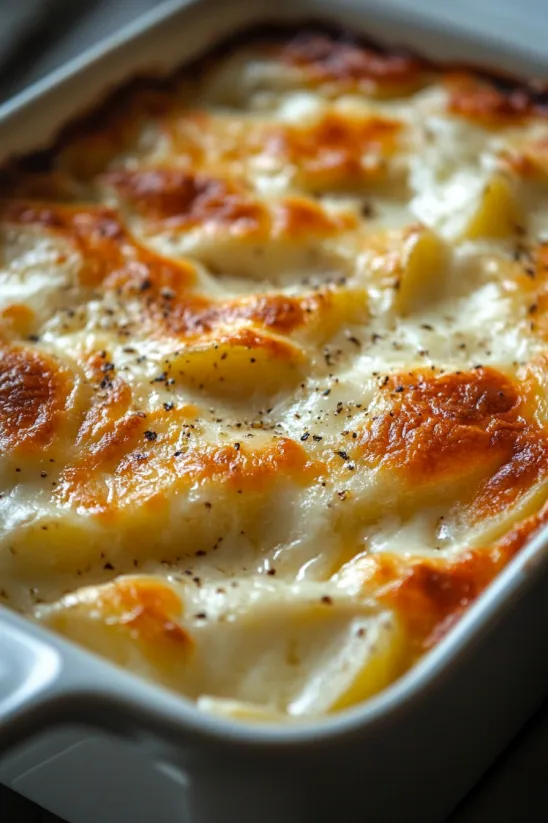 A dish of jalapeno au gratin potatoes.