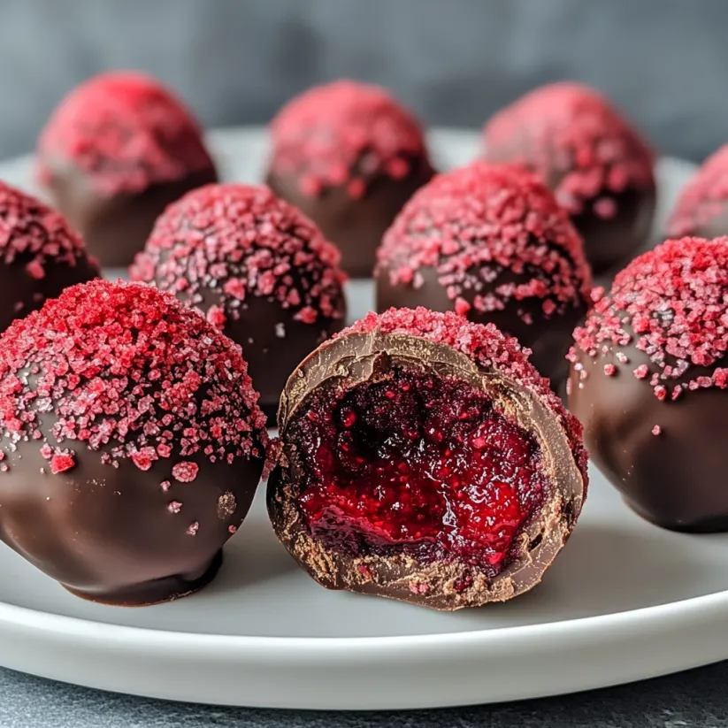 Red velvet truffles with cream cheese filling.