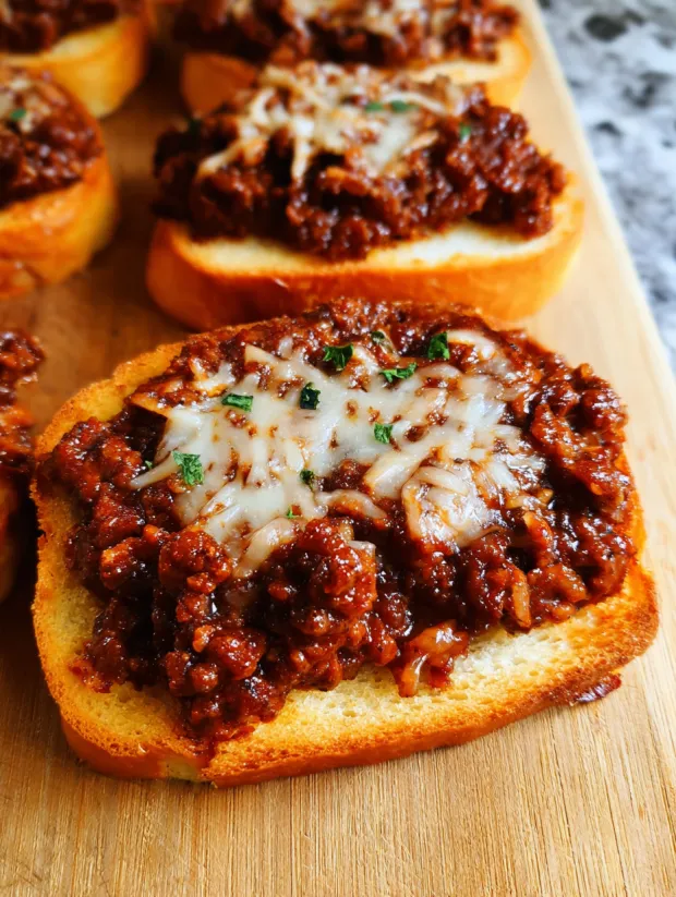 A slice of Texas Toast with Sloppy Joes on it.