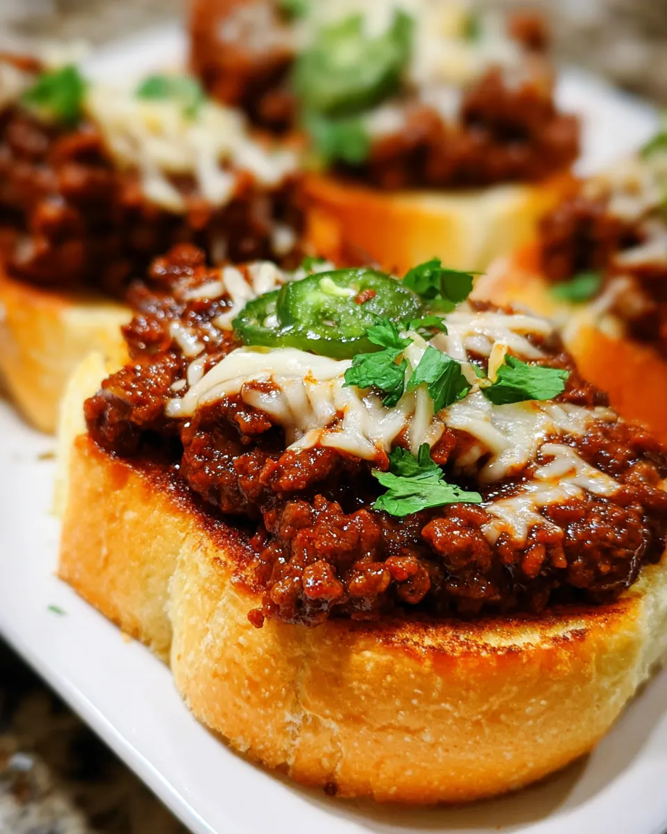 A plate of sloppy joes on toast.