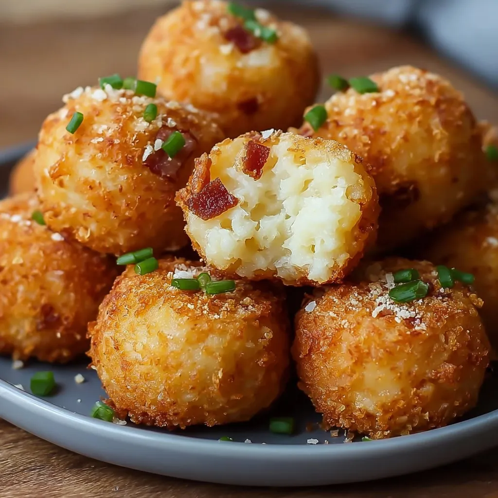 A plate of loaded mashed potato bites.