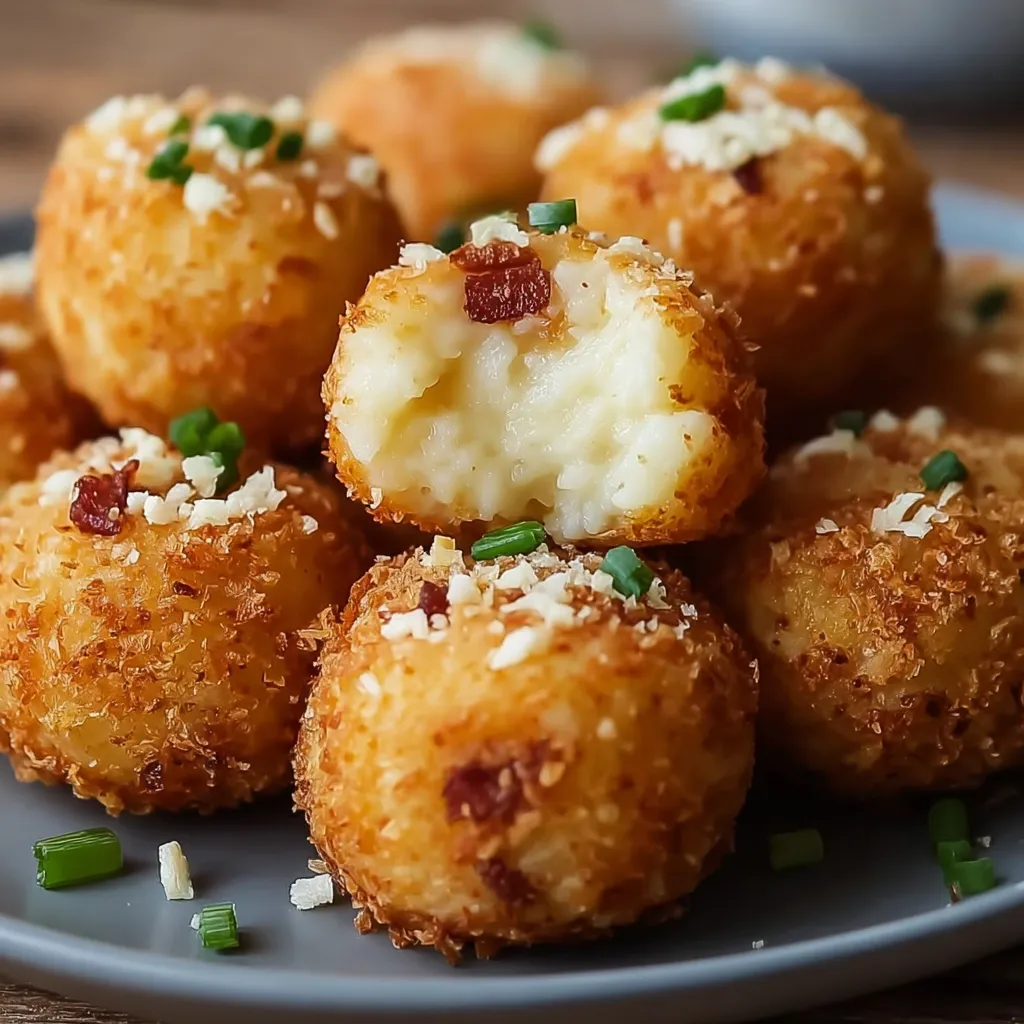 A plate of loaded mashed potato bites.