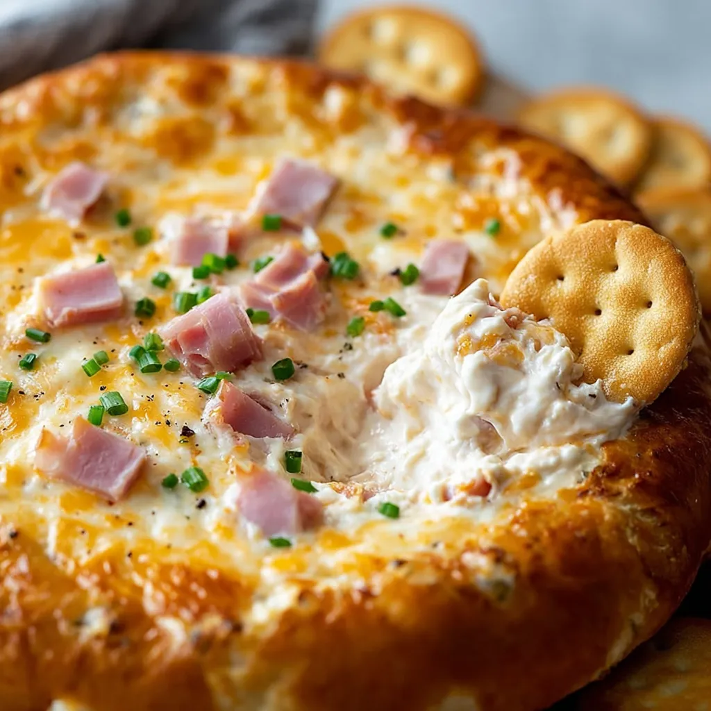 A slice of Mississippi Sin Dip with a cracker on top.