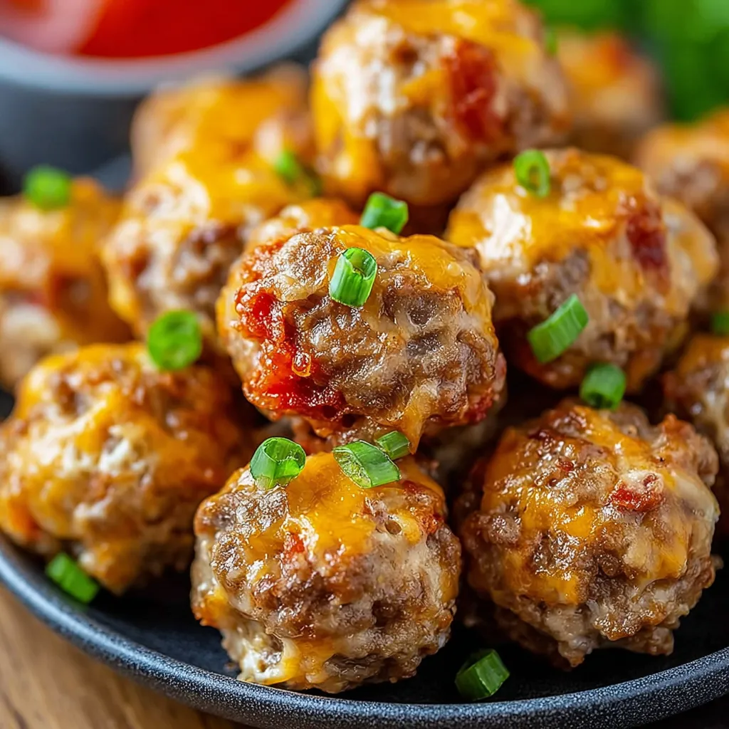 A plate of rotel cream cheese sausage balls.