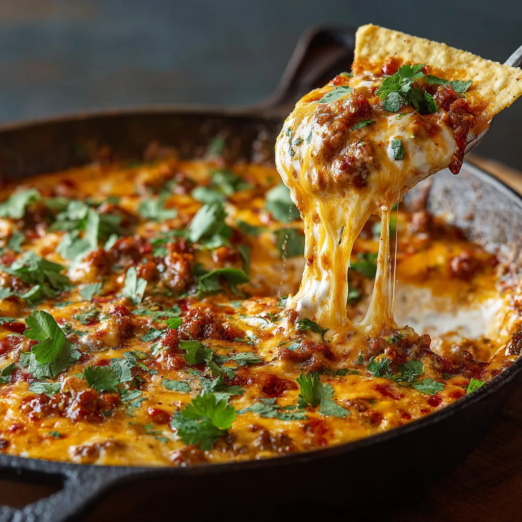 A delicious queso fundido with chorizo.